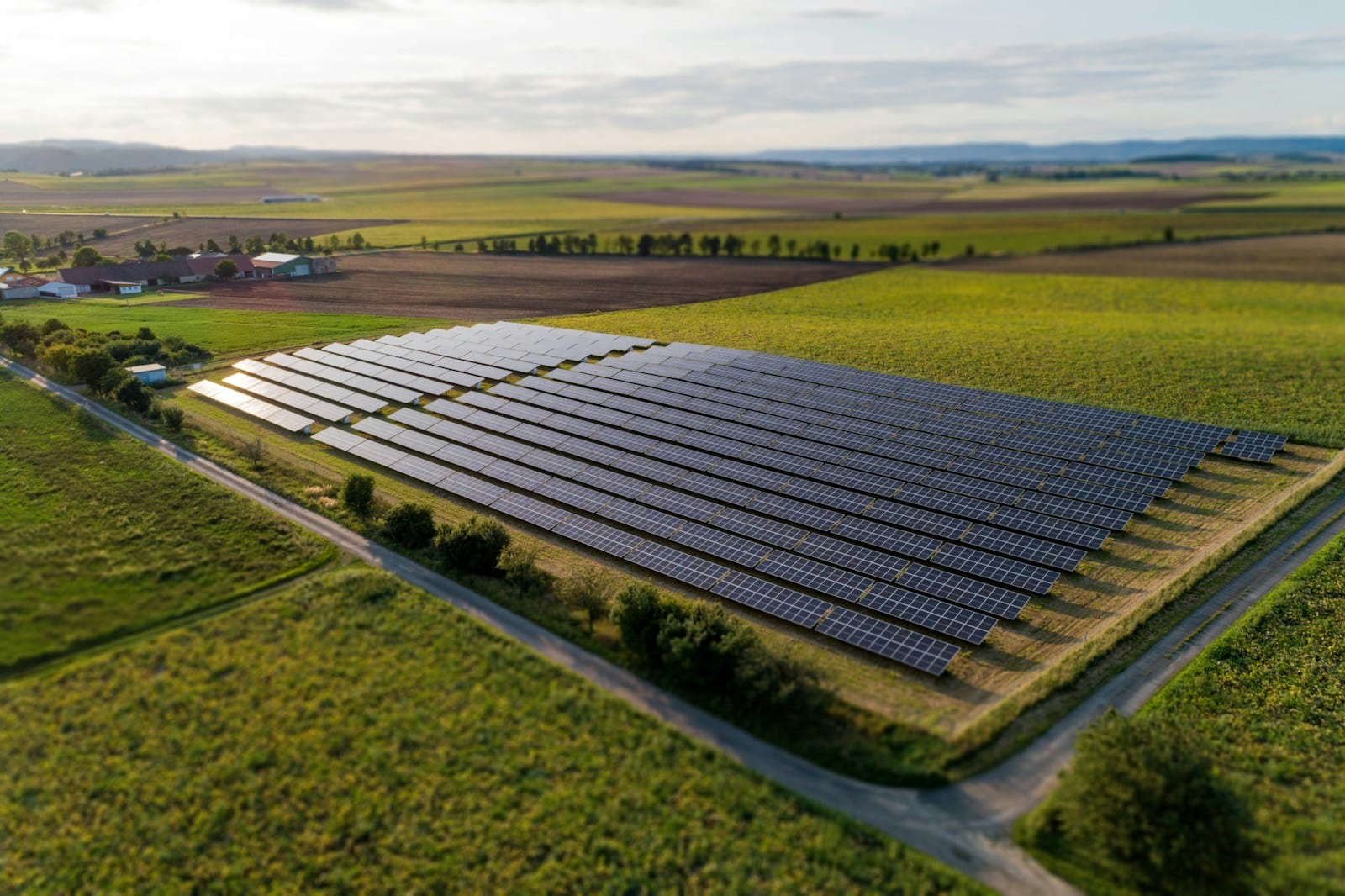 Hileras de paneles solares en un parque fotovoltaico