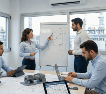 Equipo de consultores haciendo un plan de mantenimiento