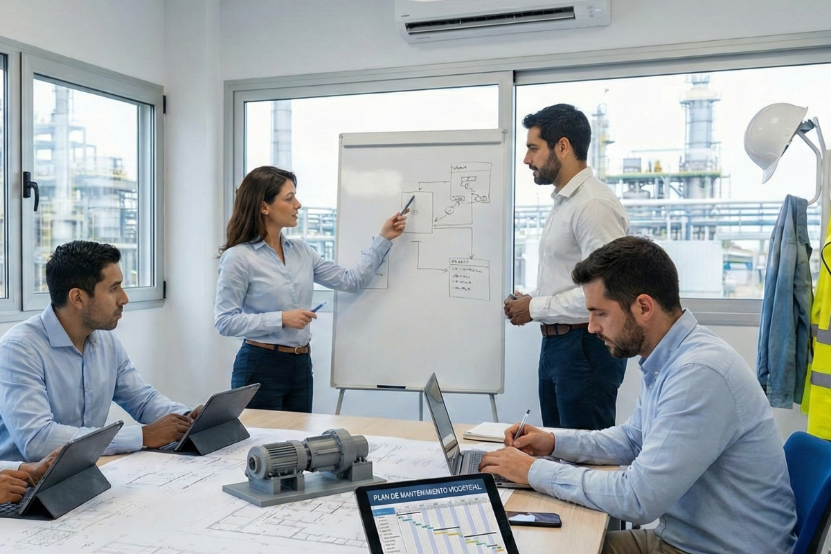 Equipo de consultores haciendo un plan de mantenimiento